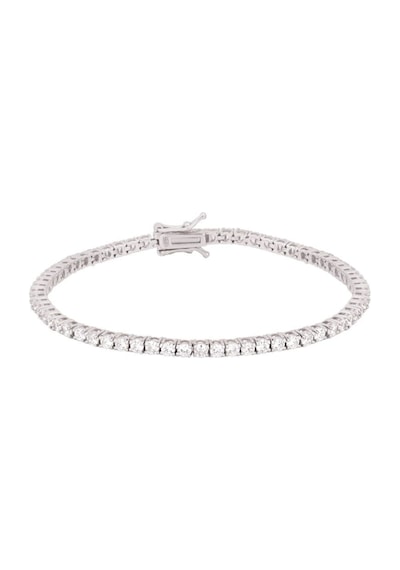Kristal Taşlı Gümüş Su Yolu Bileklik - 2,5mm Taşlı Altın Kaplama B01119 Gümüş - Rodyum