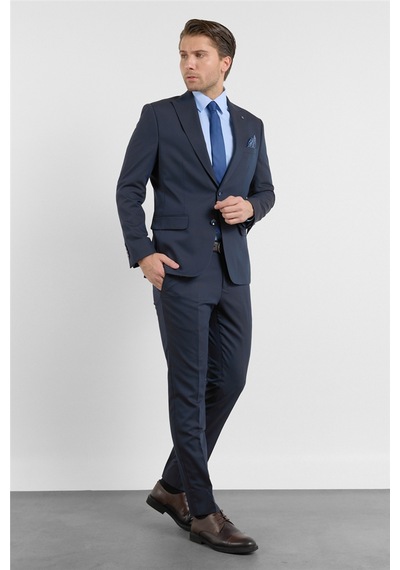 İmza Lacivert Kırlangıç Yaka 6 Drop Slim Fit Tam Astar Esnek Takım Elbise 1001260158