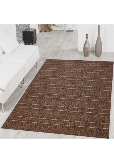 Eliana Home Baskılı, Yıkanabilir Kaymaz Taban Salon Halısı Eli1451 Kahverengi
