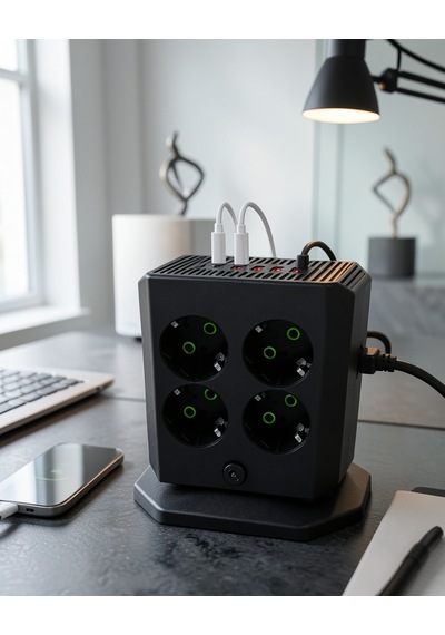 Dikey Çoklu Priz 8 Priz 4 Usb 2 Type-c Girişli Uzatma Prizi Uczza105priz-2 1