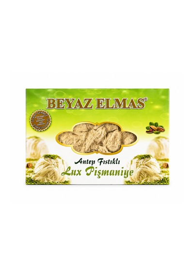 Beyaz Elmas Antep Fıstıklı Pişmaniye 250 Gr - Glikoz İçermez - %100 Doğal Pancar Şekerinden Üretilmiştir - Geleneksel Türk Pişmaniyesi