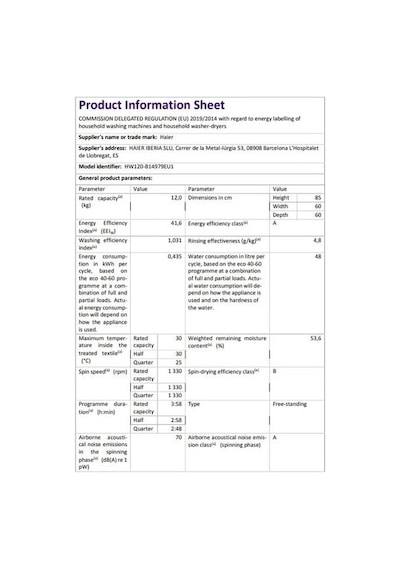 Haier HW120-B14979EUGS 1400 Devir 12 KG Çamaşır Makinesi