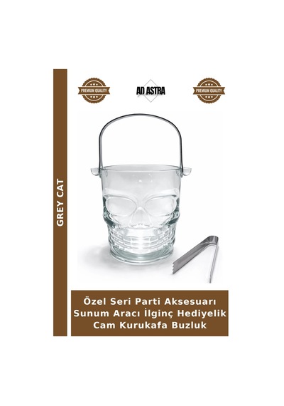 Özel Seri Parti Aksesuarı Sunum Aracı İlginç Hediyelik Cam Kurukafa Buzluk Şeffaf