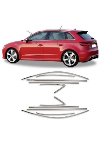 Audi A3 Hb Cam Çıtası Çerçevesi Krom Komple 2013-2020