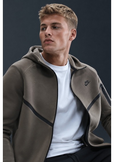 Nike Tech Fleece Full Zip Windrunner Hoodie Kapüşonlu Unisex Sweatshirt Kahverengi