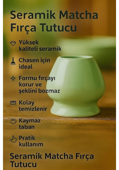 Seramik Matcha Çayı Fırça Bamboo Whisk Tutucu Köpürtücü Tutacağı Cin580 Diğer