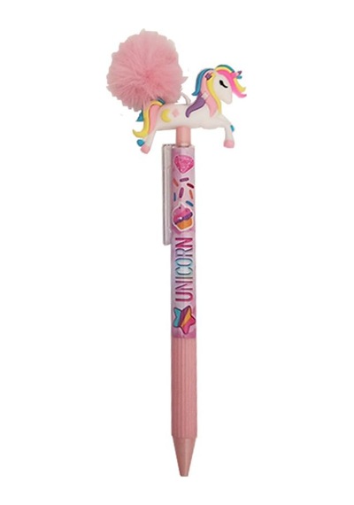 Unicorn Ponponlu Versatil Kalem Pembe 1 Adet Tek Boynuzlu Pompom 0,7 Uçlu Kalem Hediye Kalem Figürlü Sevimli Kalem