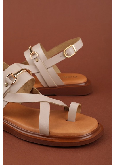 Gondol Hakiki Deri Vaketa Parmak Arası Sandalet Crm.501 Vizon Gondol Hakiki Deri Vaketa Parmak Arası Sandalet Crm.501 Vizon