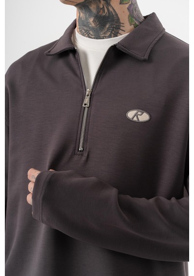 Respire Erkek Yarım Fermuarlı Modal Sweatshirt Füme