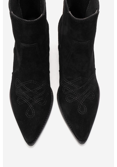 Luvishoes Julıeta Siyah Süet Hakiki Deri Kadın Western Bot Siyah