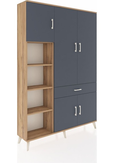 Arges Dolap 8 Raflı Tek Çekmeceli 5 Kapaklı 132x30x195 Çam-antrasit/antrasit Antrasıt/antrasıt Arges Dolap 8 Raflı Tek Çekmeceli 5 Kapaklı 132x30x195 Çam-antrasit/antrasit Antrasıt/antrasıt