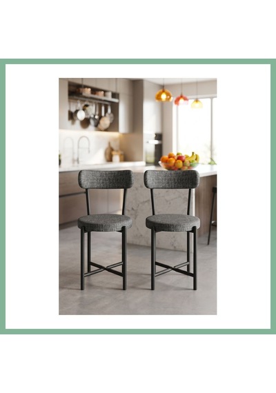 Bşkvirgo Sandalye 2 Adet Keten Kumaş Metal Ayak Modern Mutfak Sandalyesi Cafe Balkon Ofis Teddy 9813 Antrasit Bsk2026