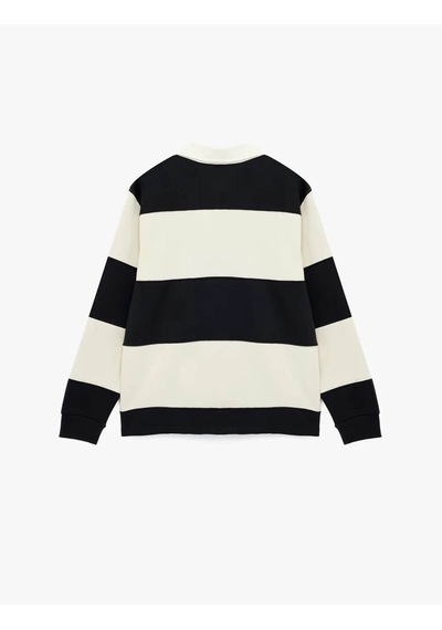 Koton Renk Bloklu Polo Yaka Lacivert Erkek Sweatshirt 6wam70067mk Lacivert
