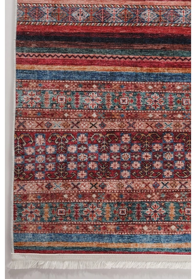 Blghome Renkli Çizgiler Modern Halı Dekoratif Kilim Kırmızı
