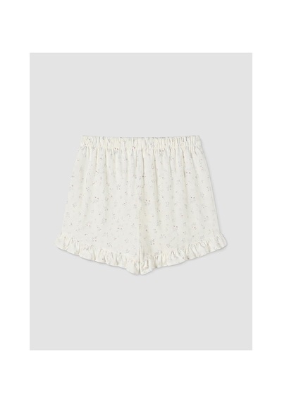 Lcw Dream Ekru Desenli Fırfırlı Kadın Şort Pijama Altı