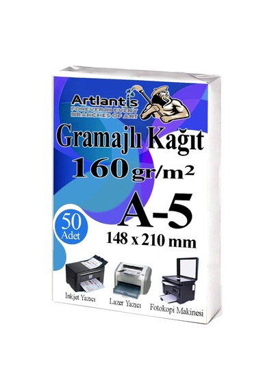 A5 Gramajlı Fotokopi Kağıdı 50 Adet 160 Gr Sertifika Kağıdı Kalın Kağıt Baskı Tüm Yazıcılara Uyumlu 14.8x21cm Ofis Büro