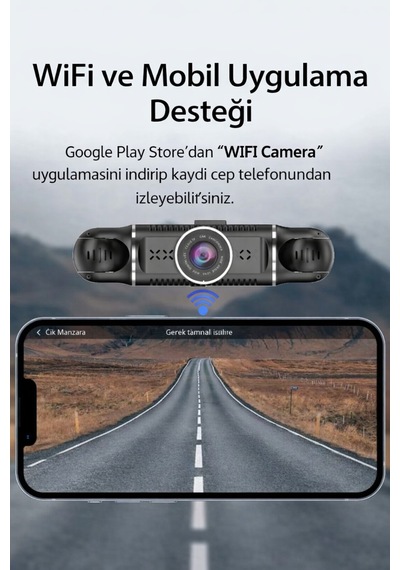 Wifi 4 Kameralı Araç İçi Kamera 1080p Full Hd 32 Gb Dahili Hafıza Geniş Açılı Gece Görüşlü