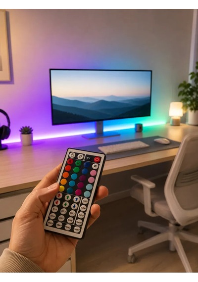 Rgb Şerit Led 5 Metre 5050 Smd Kumandalı Çok Renkli Ev Oda Tv Arkası Dekoratif Aydınlatma Standart
