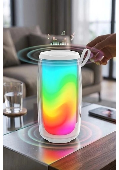 Premium Torima Bluetooth Hoparlör Rgb Işıklı Bts-1953 Beyaz Kamp Ofis Piknik
