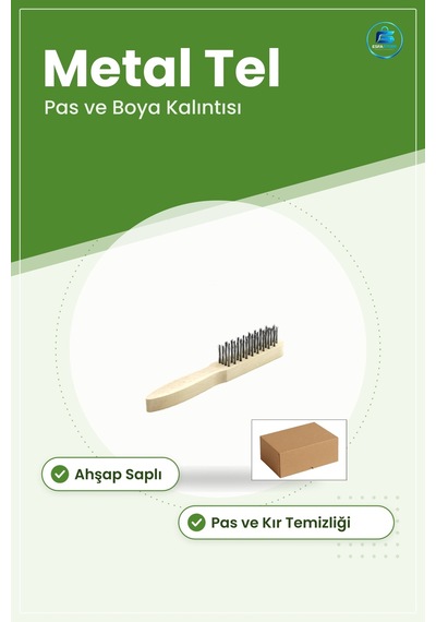 Temizlik Fırçası Ahşap Saplı Metal Tel Fırça Pas Kir Boya Kalıntı