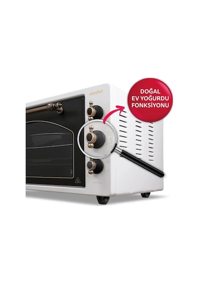 Simfer 4295 Retro Bej 42LT  Turbo Fan Mini / Midi Fırın – 6 Fonksiyon, Yoğurt Yapma & Buz Çözme Özellikli
