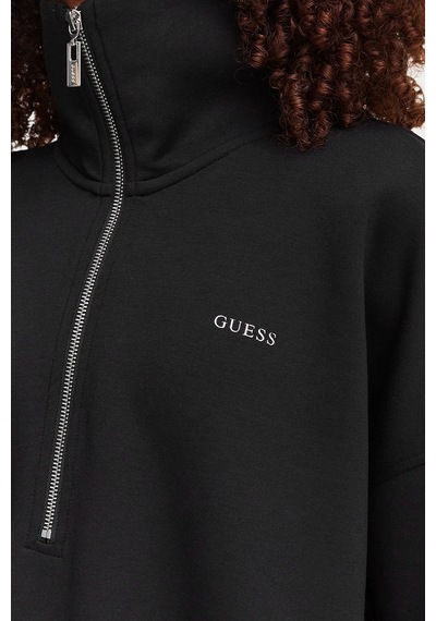 Guess Nat Relaxed Fit Dik Yaka Sweat V6yq25k4801 Kadın Sweat V6yq25 K4801 Jblk Siyah