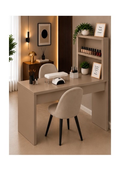 Pudra Manikür Masası Makyaj Masası Protez Tırnak Masası Çok Amaçlı Masa %100 Mdf Krem