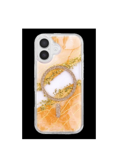 Onegif Apple iPhone Uyumlu 17 Lotus Simli Magsafe Kapak - Turuncu İtdark57003