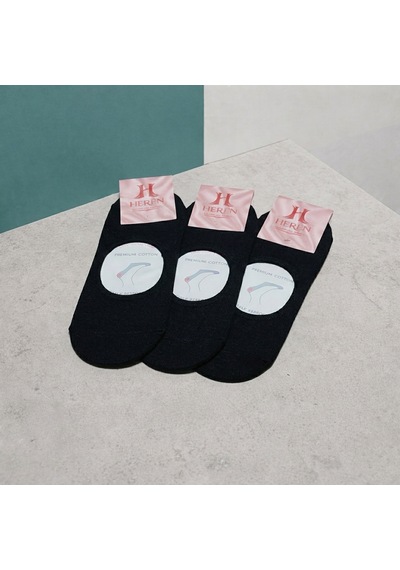 Heren Socks Heren 3'lü Bambu Görünmez Kadın Babet Çorap Siyah