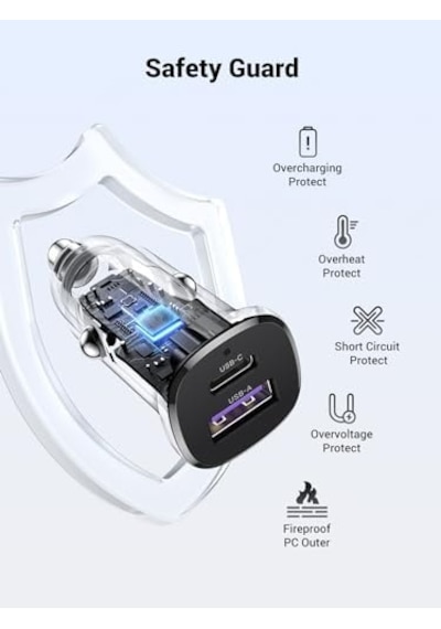 30w 2 Portlu Araç İçi Şarj Cihazı Çakmaklık Adaptörü, 25845