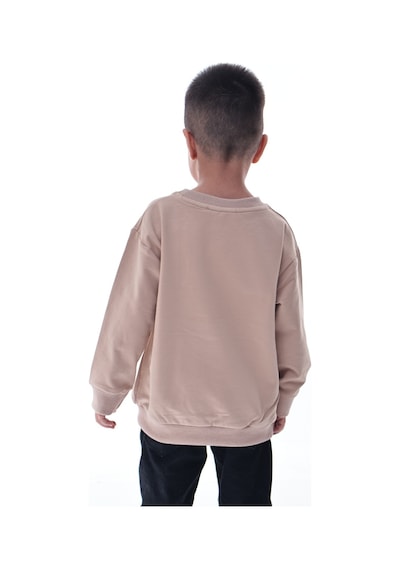 Erkek Çocuk Bej Sweatshirt %100 Pamuk 12 Ay 5 Yaş Rahat Kalıp Basic Günlük Üst Bej