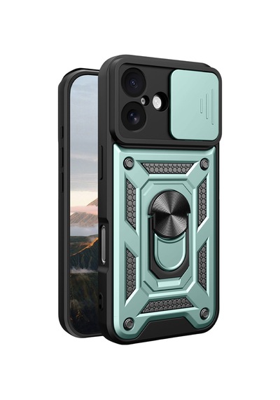 Apple iPhone  Uyumlu,  17 Pars Lens Yüzüklü Silikon - Yeşil