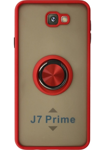 Newface Samsung Galaxy Uyumlu J7 Prime Kılıf Montreal Yüzüklü Silikon Kapak Semeglbl - 75 - Kırmızı
