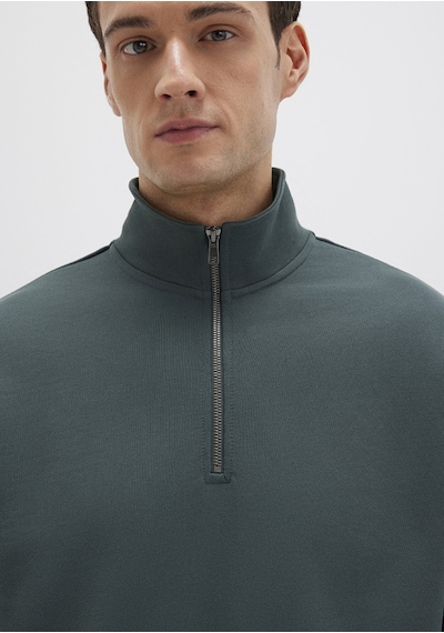 Mavi - Yarı Fermuarlı Yeşil Basic Sweatshirt 0s10419-71598 Yeşil