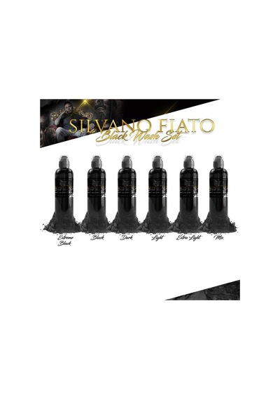 Silvano Fiato Black Wash 6'lı Dövme Boyası Seti - World Famous Ink Dövme Boyası - 4oz/120ml