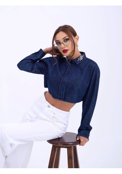 Defymoda 6603 Kot Bluz-mavi Mavi