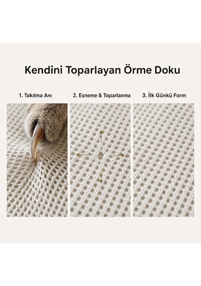 Pati Dostu Tül Perde, Siparişe Özel Dikim Kedi Ve Köpekli Evler İçin Tırnağa Dayanıklı, Kendini Toparlayan Salon Ve Yatak Odası Krem, 120 X 250 Cm, Pilesiz 1x1 Çok Renkli