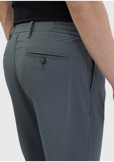 Ramsey Haki Çizgili Dokuma Jogging Fit Casual Pantolon