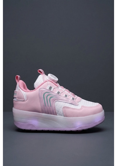 Muggo Flow Çocuk Işıklı Patenli Tekerlekli Sneaker Spor Ayakkabı Pudra