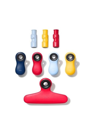 Oxo Toplama Torbası Klipsi, 8 Parçalı Set, Çeşitli Açık Bej