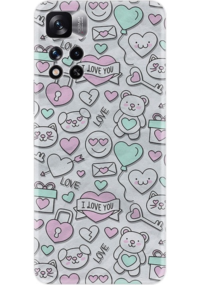 Xiaomi Redmi Note 11 Pro Kılıf Resimli Desenli Silikon Platinium Series I love You 1882