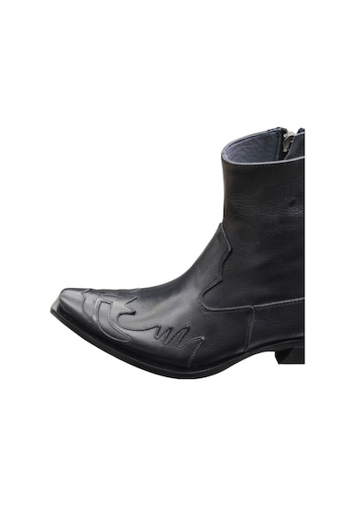 Güvener King Shoes Hakiki Deri Siyah Kovboy Bot