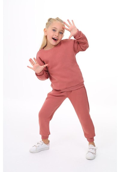 My Kids Wear Üç İplik Cepli Bisiklet Yaka Alt Üst Takım Beyaz - Kırmızı