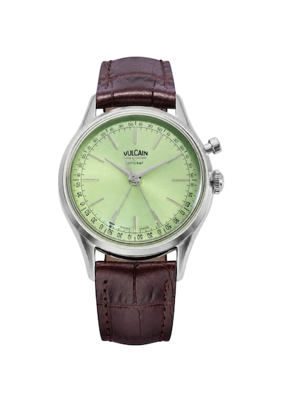 Vulcain Cricket President 39mm Pistachio Green Sapphire Caseback Limitli Üretim Mekanik Alarm Erkek Metalik