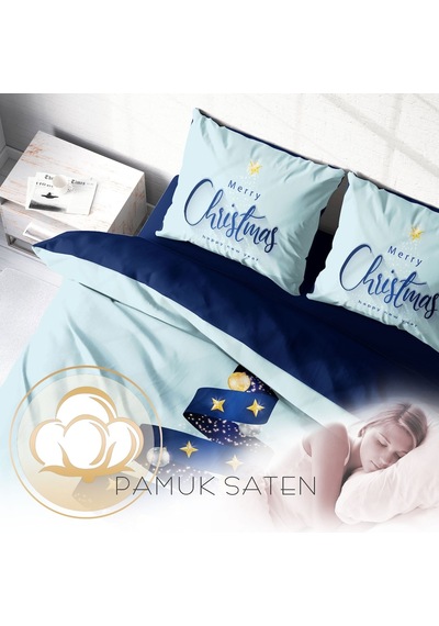 Monohome Yılbaşı Süsü Merry Christmas Çift Kişilik 3D Nevresim Ta (519760200) Lacivert