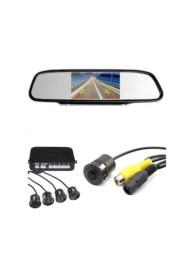 Kameralı Park Sensörü 4.3 '' Ayna Ekranlı Set
