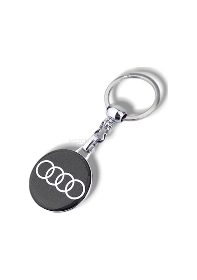 Yüksek Kaliteli Siyah Audi Logolu Damla Baskılı Şık Hediyelik Araç Anahtarlığı