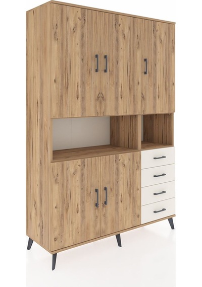 Hyperion Dolap 7 Raflı 4 Çekmeceli 5 Kapaklı 132x44x195 Çam-ç... Çam