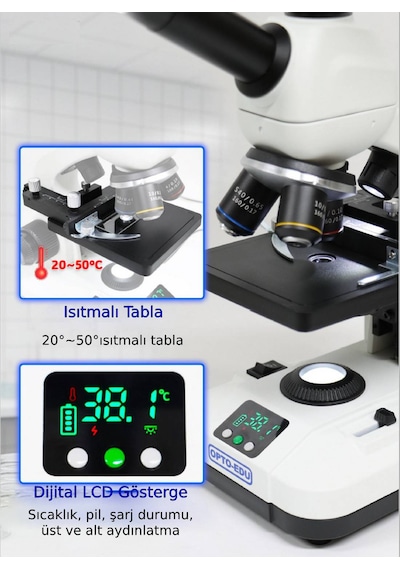 Ece Opto-edu Dijital Mikroskop Isıtıcılı Tabla Sperm Ve Kan Görüntülemeye Özel Veteriner Mikroskobu Kameralı 9" Lcd Ekran