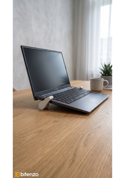 Minimalist Yuvarlak Tasarım Mini Laptop Standı - 2'li Set Taşınabilir Ergonomik Yükseltici - Beyaz